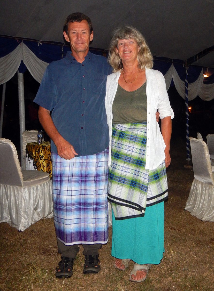 Dressed up in our new sarongs Dressed up in our new sarongs