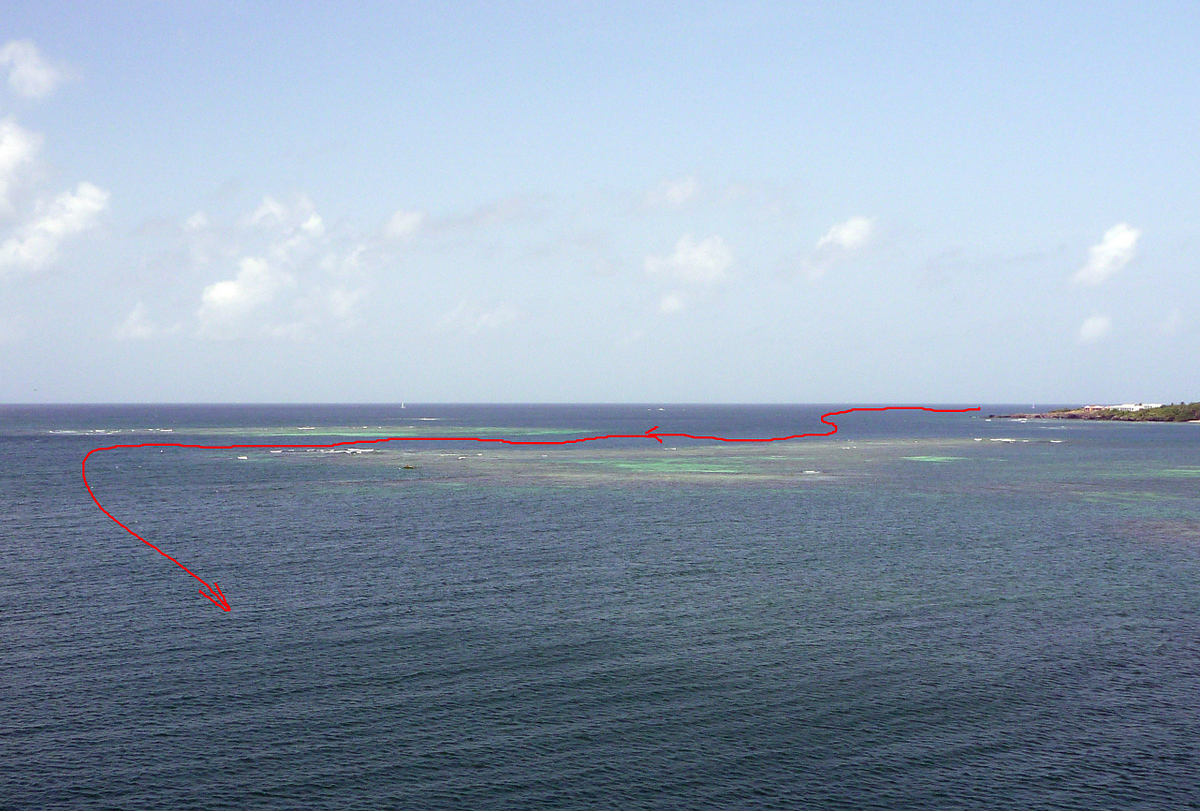 Route through Reefs into Hog Island